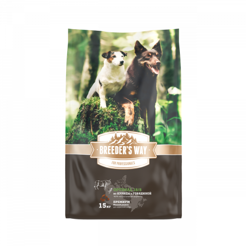 Breeder's way Optimal 18/8 Курица с говядиной Премиум для собак 15кг